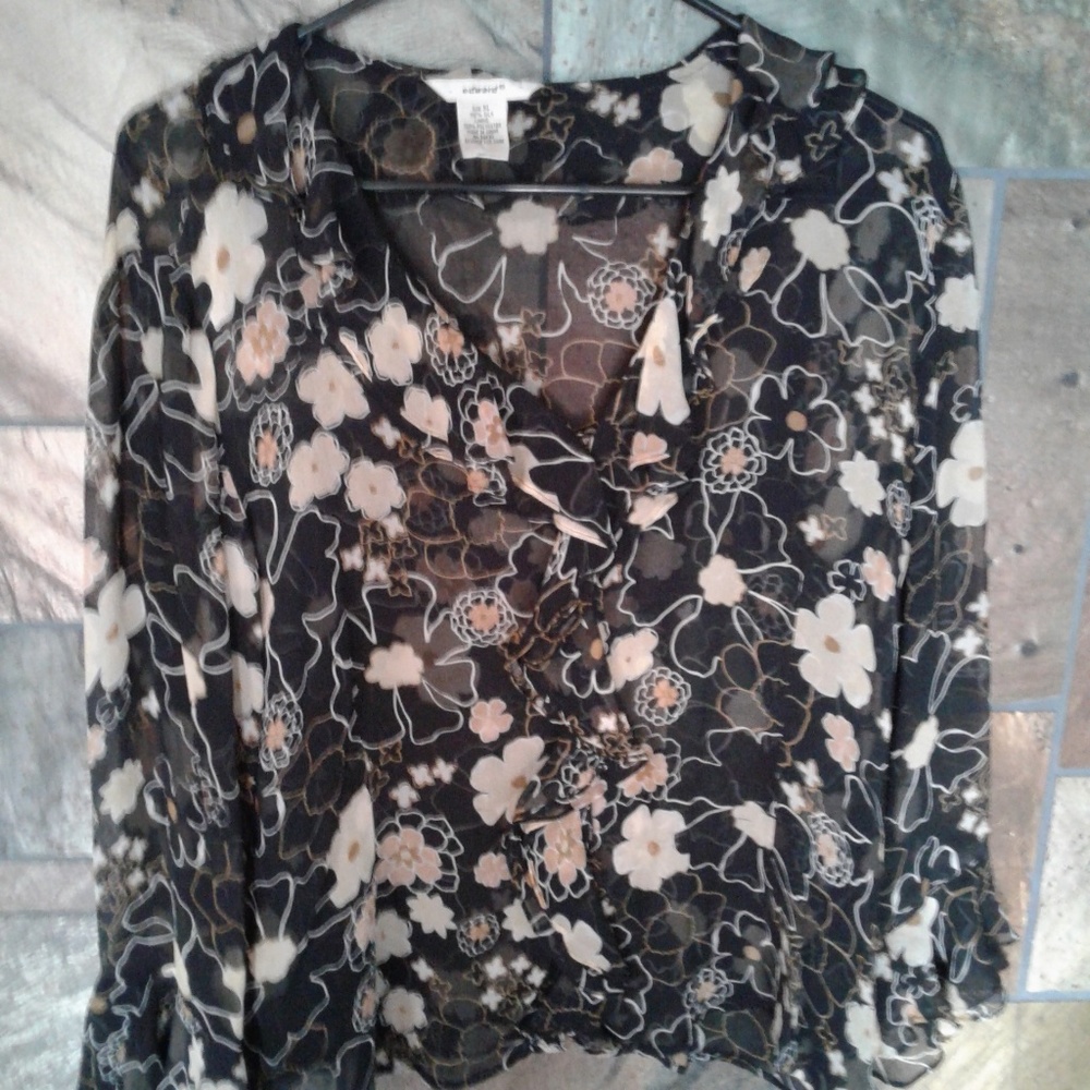 Edwards 100% silk sheer Blouse - Picture 3 of 4